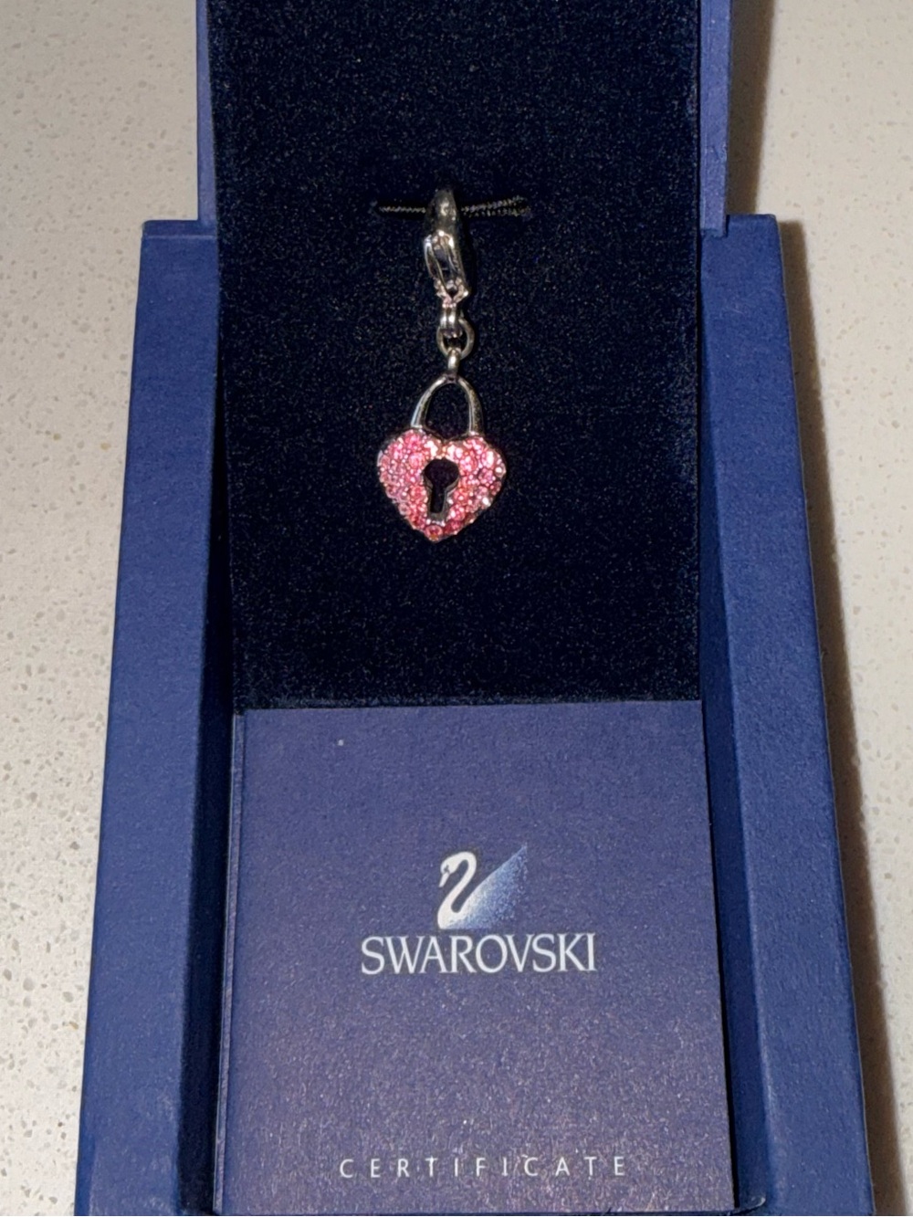 Swarovski Pink Heart Padlock Charm Pendant